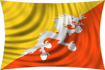 Flag of Bhutan waving isolated on white