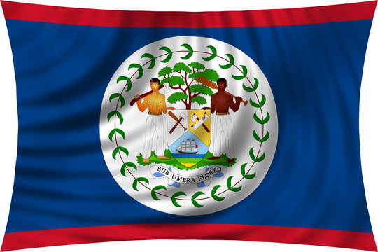 Flag of Belize waving isolated on white