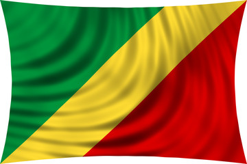 Flag of the Congo Republic wavy isolated on white