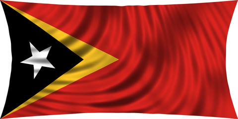 Flag of East Timor waving isolated on white
