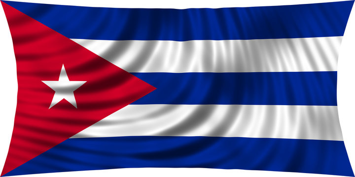 Flag of Cuba waving isolated on white