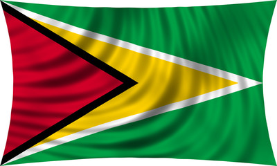 Flag of Guyana waving isolated on white