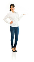 Model in studio isolated on white background full length