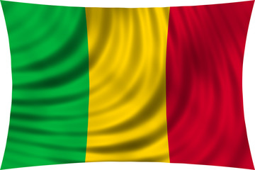 Flag of Mali waving isolated on white