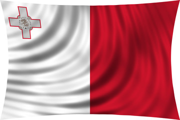 Flag of Malta waving isolated on white