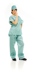 Model in studio isolated on white background full length