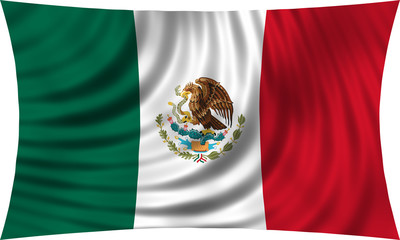 Flag of Mexico waving isolated on white
