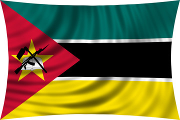 Naklejka premium Flag of Mozambique waving isolated on white
