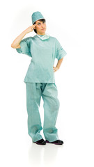 Model in studio isolated on white background full length