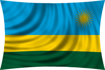 Flag of Rwanda waving isolated on white