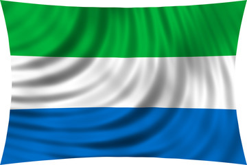 Flag of Sierra Leone waving isolated on white
