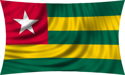 Flag of Togo waving isolated on white