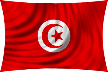Flag of Tunisia waving isolated on white