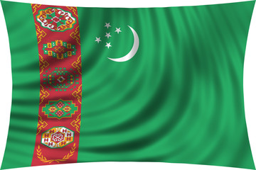 Flag of Turkmenistan waving isolated on white