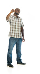 Model in studio isolated on white background full length