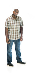 Fototapeta premium Model in studio isolated on white background full length