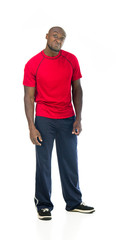 Fototapeta premium Model in studio isolated on white background full length