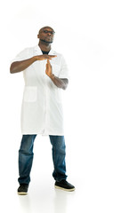 Model in studio isolated on white background full length