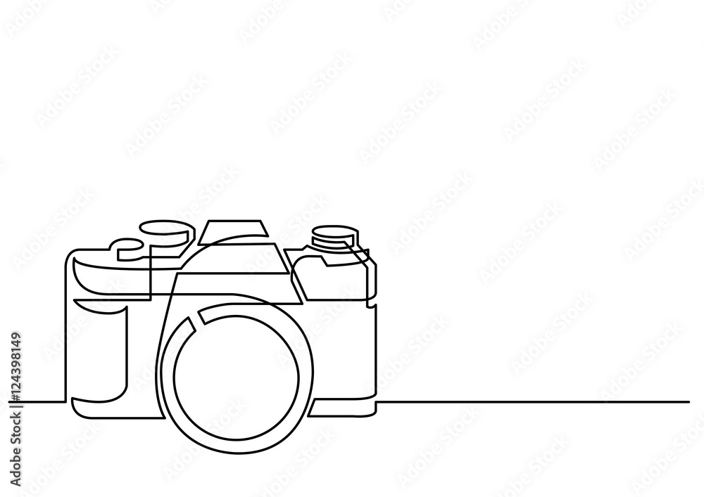 Poster continuous line drawing of retro photo camera