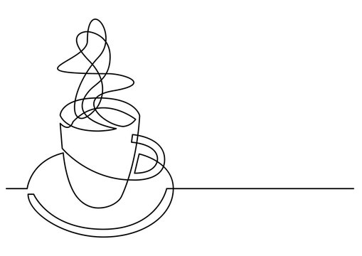 continuous line drawing of cup of coffee © OneLineStock.com