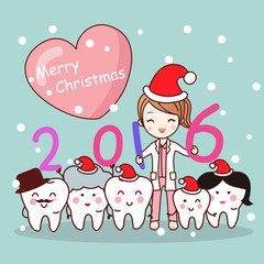 christmas dentist with tooth family