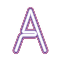 Glowing neon purple letter A over white background. vector illustration