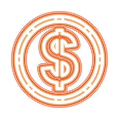 neon money symbol icon. decoration and advertising theme. Colorful design. Vector illustration