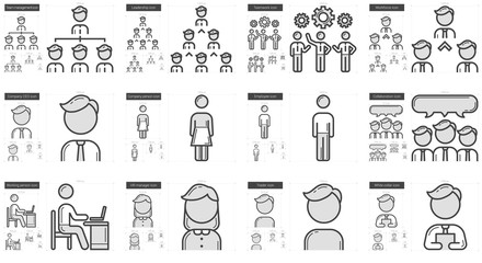 Human resources line icon set.