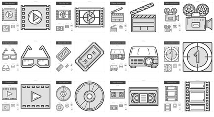 Cinema line icon set.