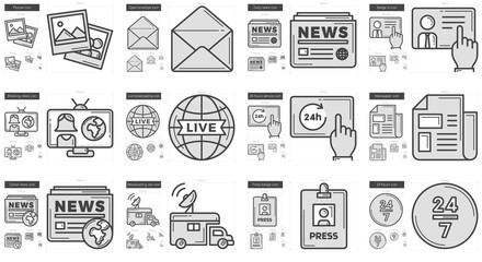 Journalism line icon set.