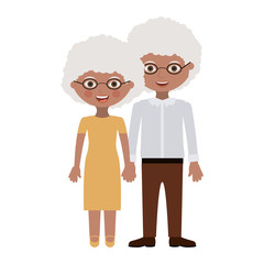 Old woman and man smiling cartoon icon over white background. Grandparents couple theme. Colorful design.  Vector illustration