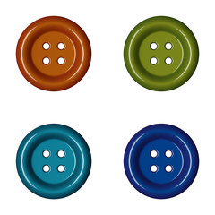 Wooden sewing (clothing) buttons isolated on white background. 3d Rendering