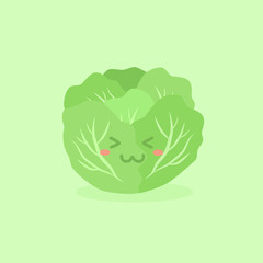 Cute Cabbage Vegetable mascot on green background vector illustration