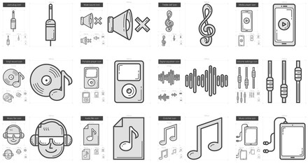 Music line icon set.