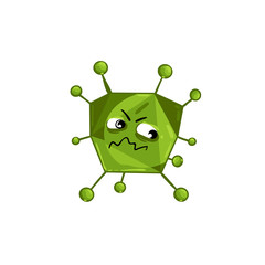 Cartoon virus character isolated vector illustration on white background. Cute fly germ virus infection vector character. Funny micro bacteria character. Microbe, Pathogen.