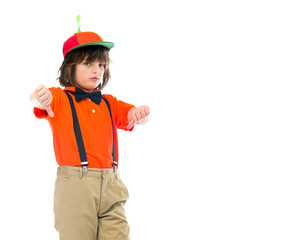 Model in studio isolated on white background medium shot
