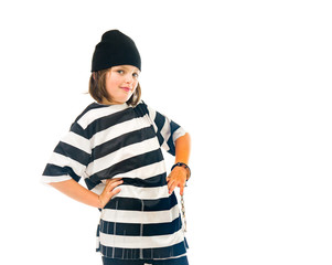 Model in studio isolated on white background medium shot