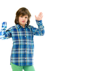 Model in studio isolated on white background medium shot