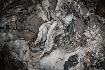 Texture of Ash from burnt paper in the bin