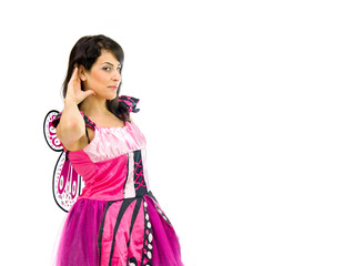 Model in studio isolated on white background medium shot