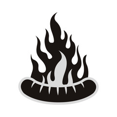 sausage bbq with fire flames. barbecue grill theme. vector illustration