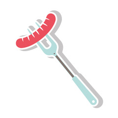 fork with sausage bbq grill icon. Steak house food and restaurant theme. Isolated design. Vector illustration