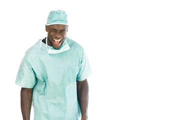 Model in studio isolated on white background medium shot