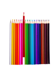 Colour pencils isolated on white background
