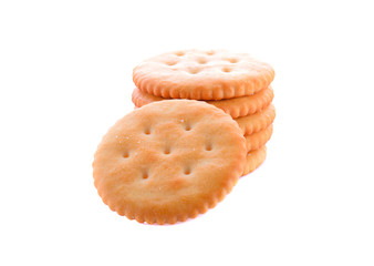 BISCUITS - A stack of delicious round biscuits with a few crumbs