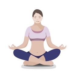 Young girl meditating in lotus pose