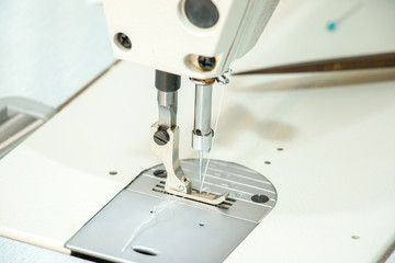 Close-up detail of the sewing machine