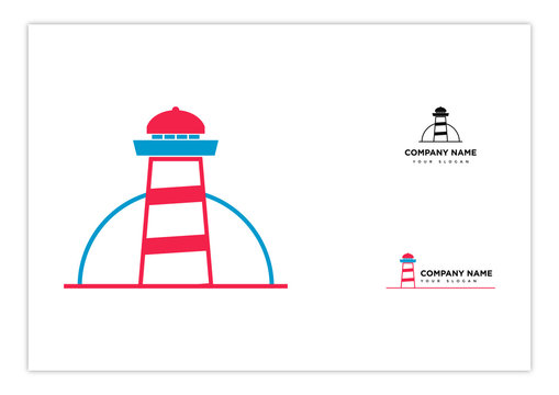 Simple lighthouse - flat and fun style - logo template