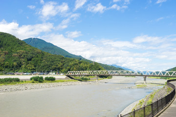 Fujikawa river and Minobu Bridge