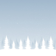 Obraz premium Silhouettes of trees on a snowy blue background.